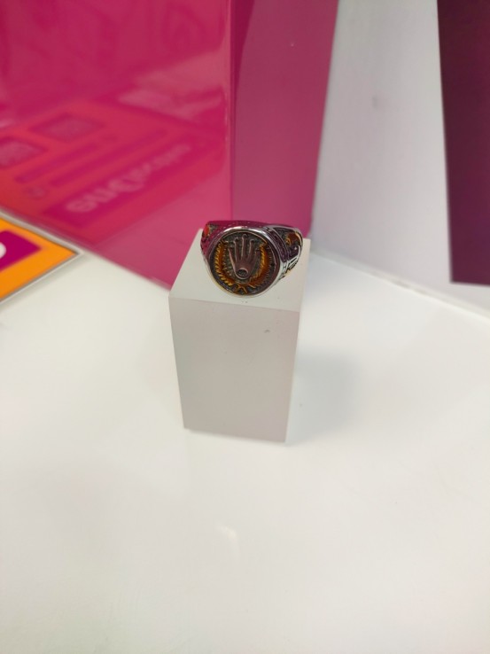 9-9-75614-1-Anillo acero plateado con simbolo de rolex T17