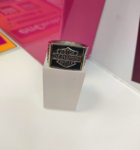 9-9-75597-1-Anillo acero plateado tipo sello cuadrado harley davidson T30