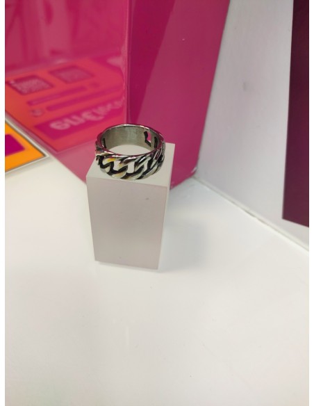 9-9-75635-1-Anillo acero plateado con eslabones de cadena T29