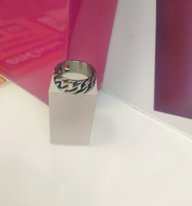 9-9-75637-1-Anillo acero plateado con eslabones de cadena T26