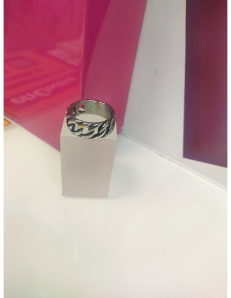 9-9-75637-1-Anillo acero plateado con eslabones de cadena T26