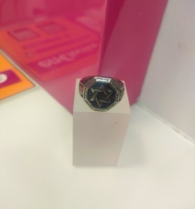 9-9-75629-1-Anillo acero plateado estrella de david T22