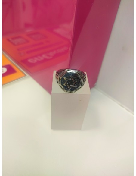 9-9-75629-1-Anillo acero plateado estrella de david T22
