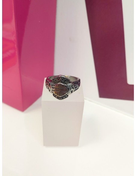9-9-75602-1-Anillo acero plateado harley davidson T26