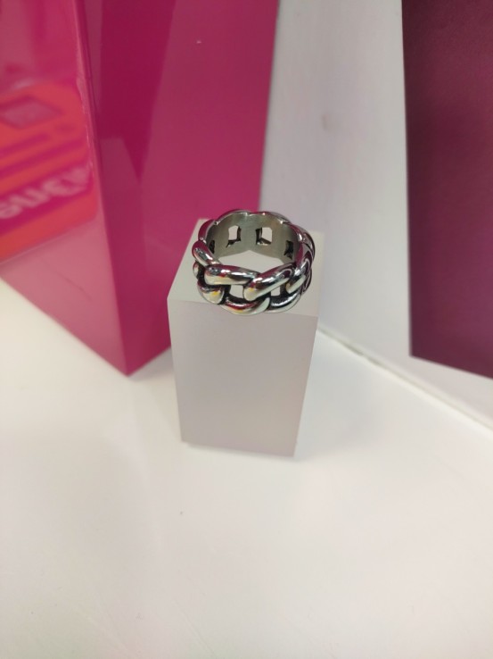 9-9-75714-1-Anillo acero cadena gruesa plateado T16