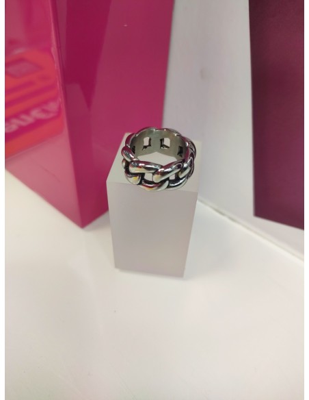 9-9-75714-1-Anillo acero cadena gruesa plateado T16