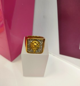 9-9-75656-1-Anillo acero dorado con simbolo de leon T16