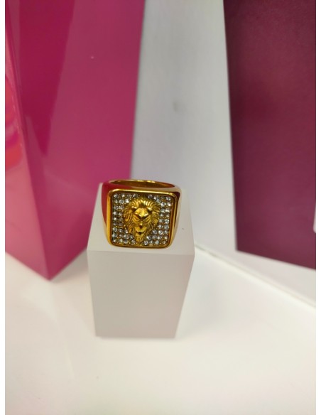 9-9-75656-1-Anillo acero dorado con simbolo de leon T16