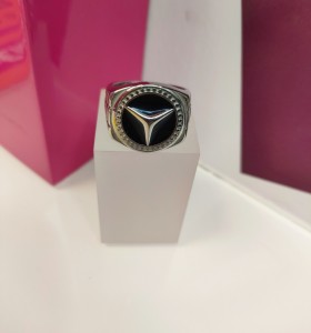 9-9-75633-1-Anillo acero plateado con simbolo de mercedes benz T23