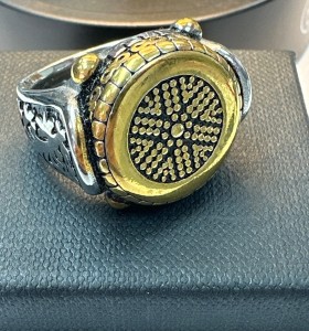 9-9-75546-1-Anillo acero plateado y dorado tipo otomano T21