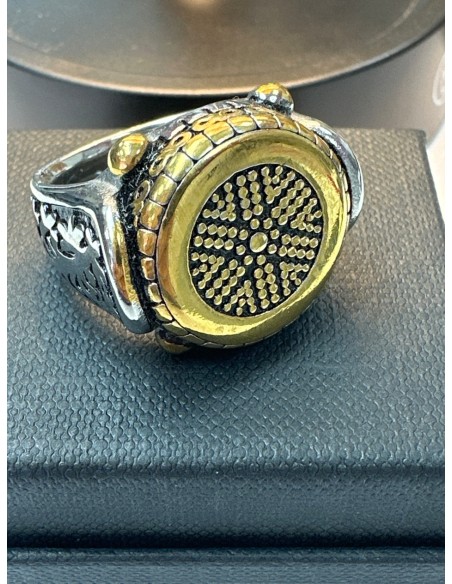 9-9-75546-1-Anillo acero plateado y dorado tipo otomano T21