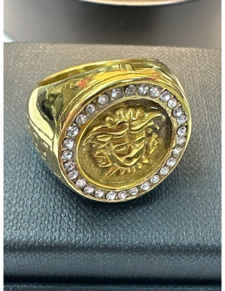 9-9-75553-1-Anillo acero dorado con simbolo de versace T17