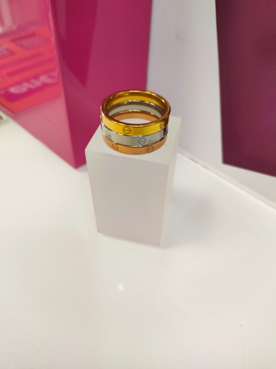 9-9-75788-1-Anillo acero trio dorado, rosa, plateado T24