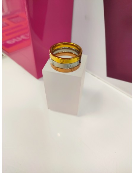 9-9-75788-1-Anillo acero trio dorado, rosa, plateado T24