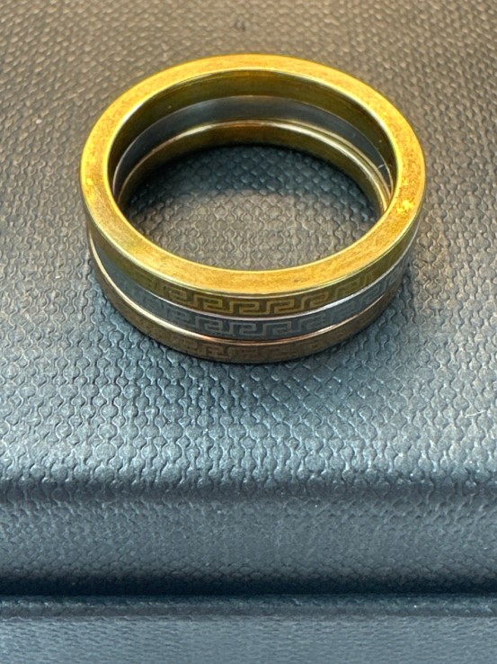 9-9-75790-1-Anillo acero trio fino dorado, rosa, plateado T12