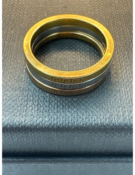 9-9-75790-1-Anillo acero trio fino dorado, rosa, plateado T12