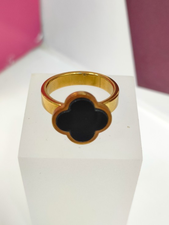 9-9-75784-1-Anillo acero dorado con flor negra T14