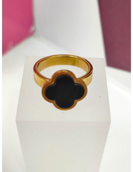 9-9-75784-1-Anillo acero dorado con flor negra T14