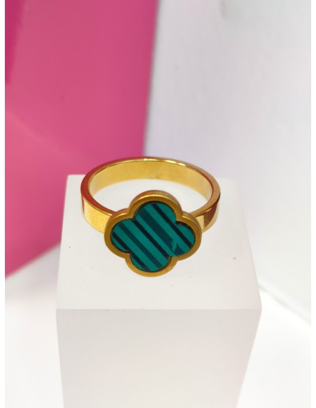 9-9-75783-1-Anillo acero dorado con flor verde T20