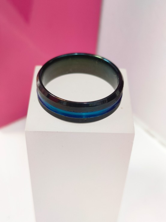 9-9-75742-1-Anillo acero negro con linea azul T27