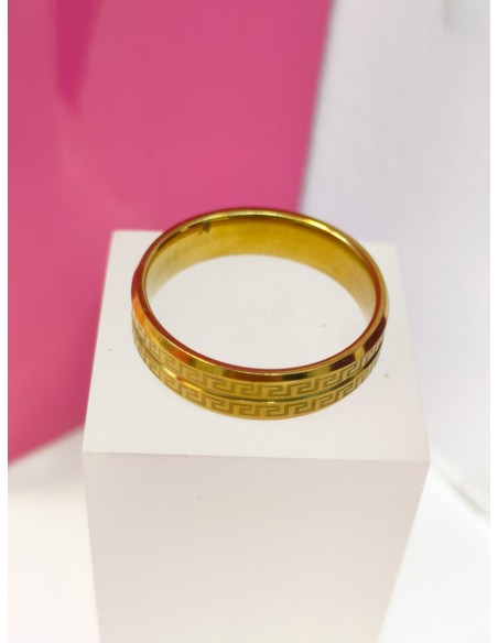 9-9-75807-1-Anillo acero dorado con diseño de greca T23
