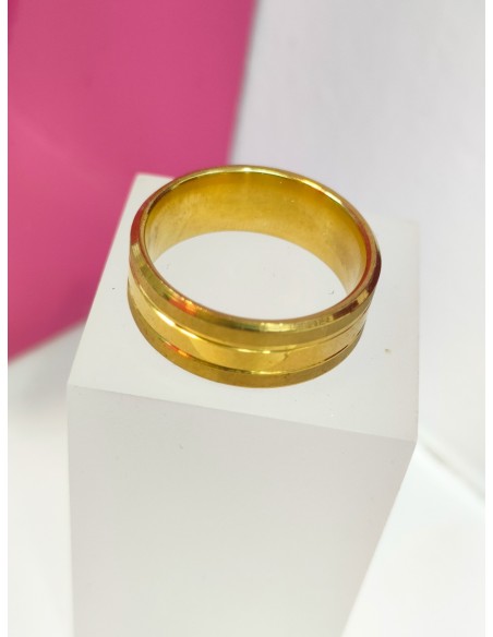 9-9-75813-1-Anillo acero dorado con lineas en el centro T19