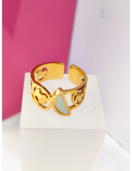 9-9-75811-1-Anillo acero dorado con diseño de tous y media luna T18