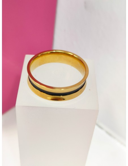9-9-75847-1-Anillo acero dorado con linea negra T23