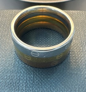 6-9-75789-1-Anillo acero trio dorado, rosa, plateado T18