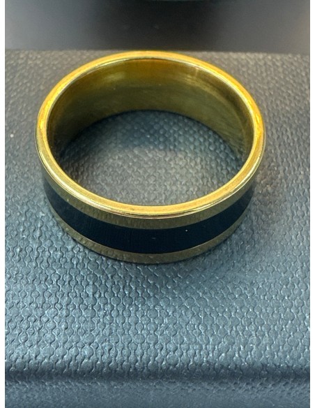 6-9-75729-1-Anillo acero dorado con linea gruesa negra T21