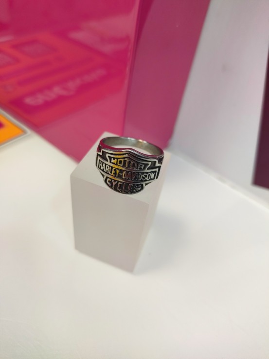 6-9-75608-1-Anillo acero plateado harley davidson T25