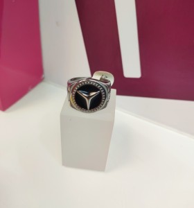 6-9-75471-1-Anillo acero plateado sello mercedes benz T25