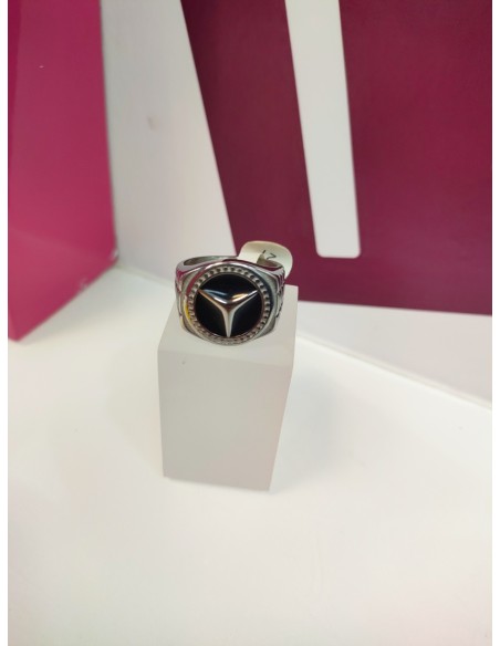 6-9-75471-1-Anillo acero plateado sello mercedes benz T25