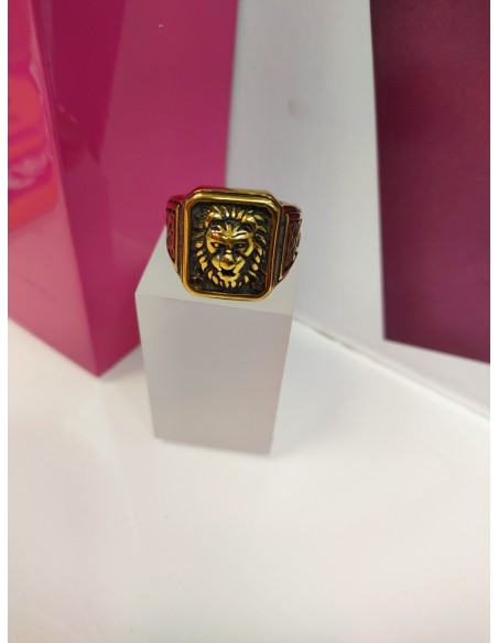 6-9-75659-1-Anillo acero dorado con simbolo de leon T26 
