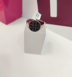 6-9-75488-1-Anillo acero plateado cruz de hierro T27