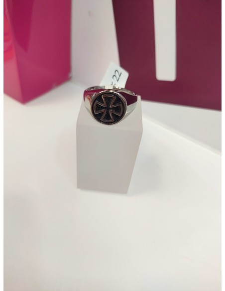 6-9-75488-1-Anillo acero plateado cruz de hierro T27
