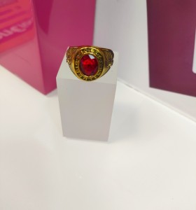 6-9-75663-1-Anillo acero dorado con piedra roja ovalada T21