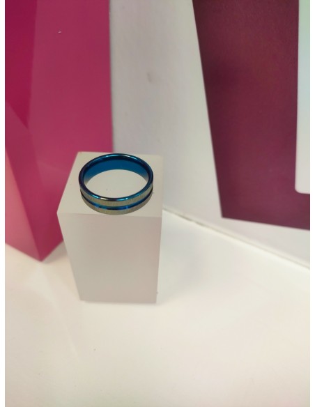 6-9-75718-1-Anillo acero plateado con linea azul T18