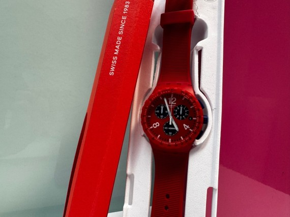6-9-63435-2-Reloj pulsera premium caballero Swatch PRIMARILY RED SUSR407 