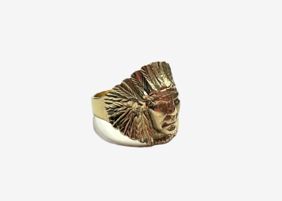 7-1-269328-2-Anillo cara indio de oro amarillo 18K, T 24