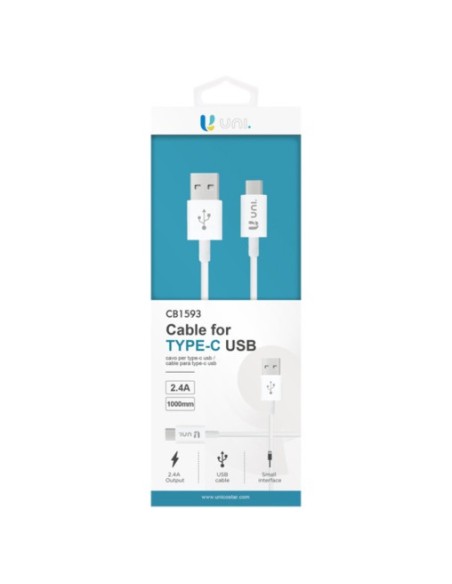 8-8-75948-1-Cable USB(A) a tipo C 2,4A 1M Blanco