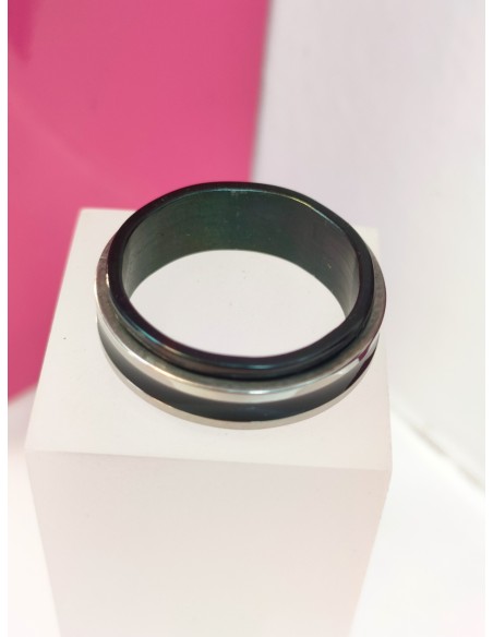 7-9-75841-1-Anillo acero negro con lineas plateadas giratorias T23