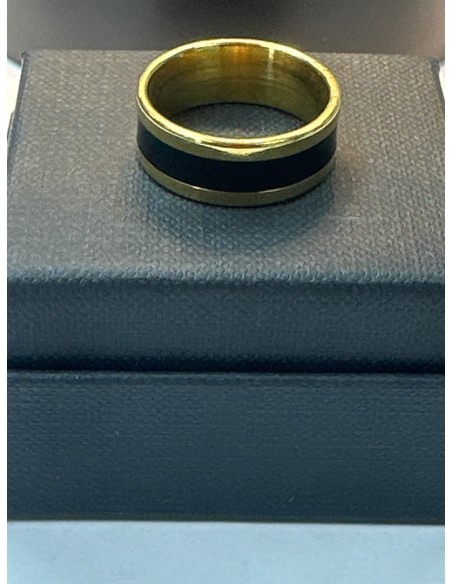 7-9-75728-1-Anillo acero dorado con linea gruesa negra T18