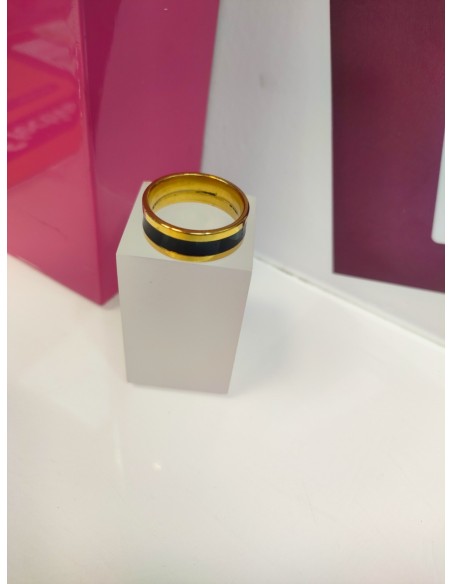 7-9-75727-1-Anillo acero dorado con linea gruesa negra T24