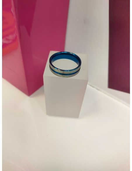 7-9-75721-1-Anillo acero plateado con linea azul T18