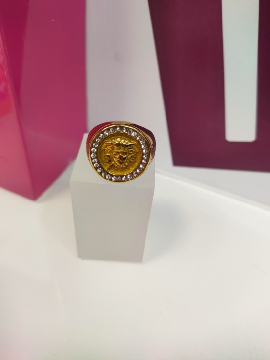 7-9-75554-1-Anillo acero dorado con simbolo de versace T17