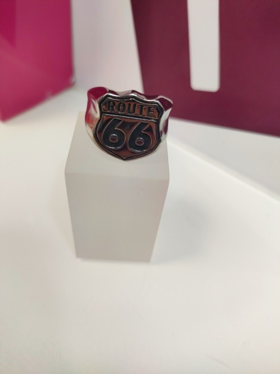 7-9-75483-1-Anillo acero plateado route 66 T26