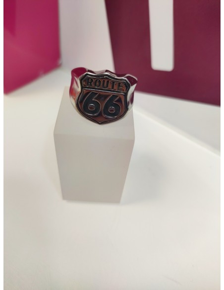 7-9-75483-1-Anillo acero plateado route 66 T26