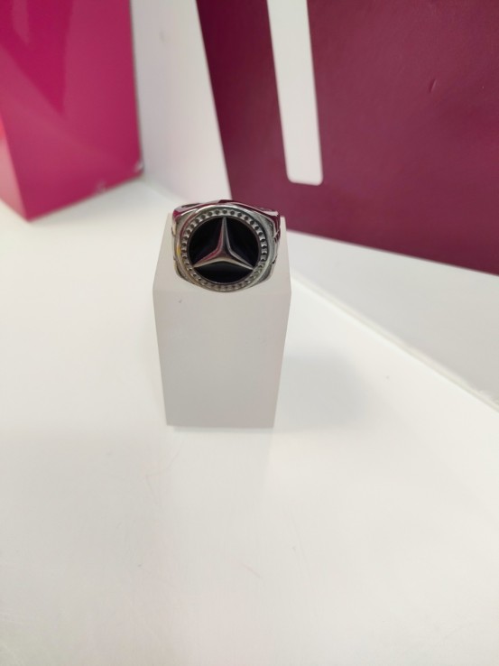 7-9-75472-1-Anillo acero plateado sello mercedes benz T20