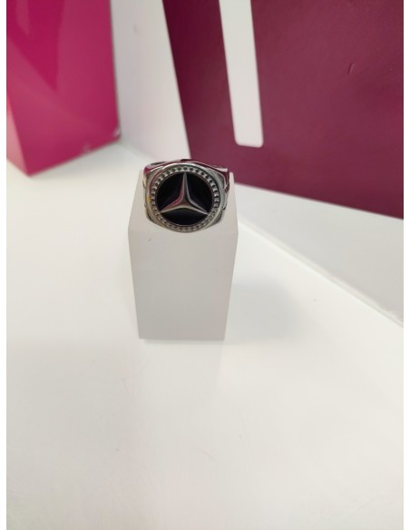 7-9-75472-1-Anillo acero plateado sello mercedes benz T20